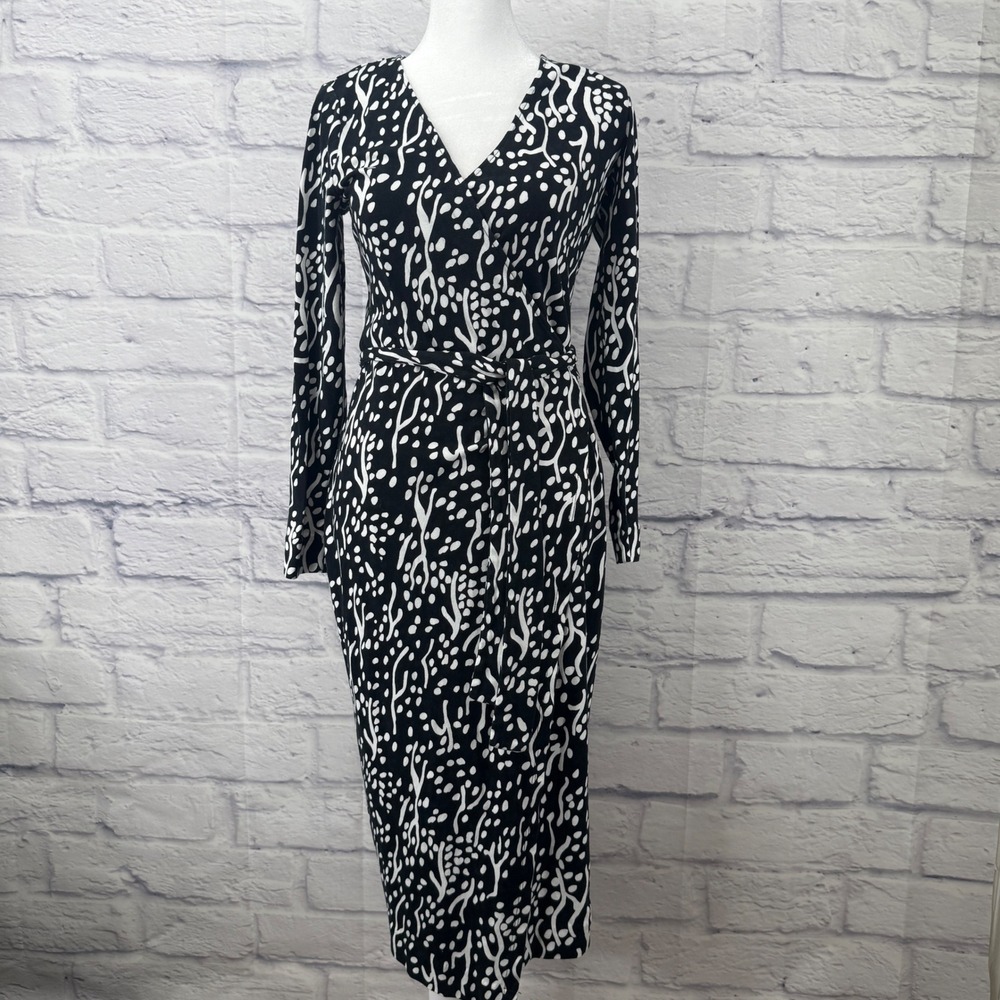 Diane von Furstenberg Target Black White Abstract Wrap Midi Dress Small